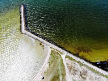 Aerial view of pier in sea