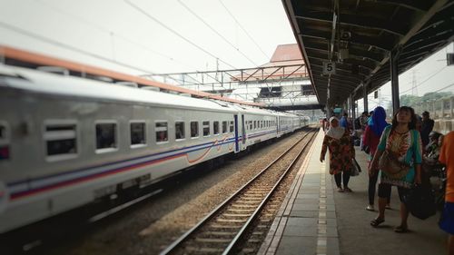 Train on railroad station platform