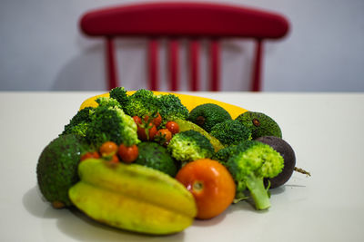 Close-up of fruits served on table