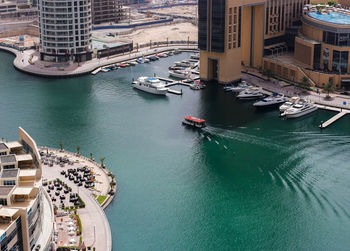 High angle view of buildings at waterfront