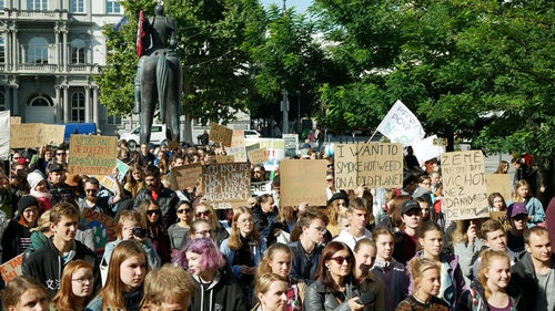 Group of people on street in city