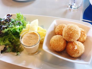 High angle view of food on table