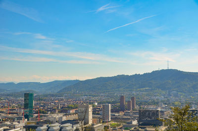 Aerial view of buildings in city