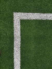 High angle view of soccer field