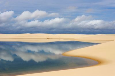 Scenic view of sea against cloudy sky