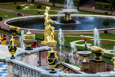 Sculpture of fountain in temple