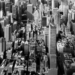 High angle view of buildings in city