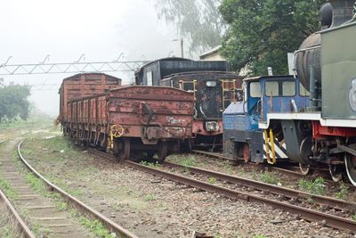 Trains on railroad track