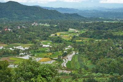 High angle view of landscape against sky