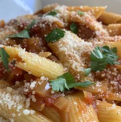 Close-up of food served in plate