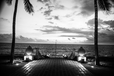 Scenic view of sea against cloudy sky