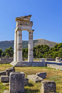 View of temple against blue sky