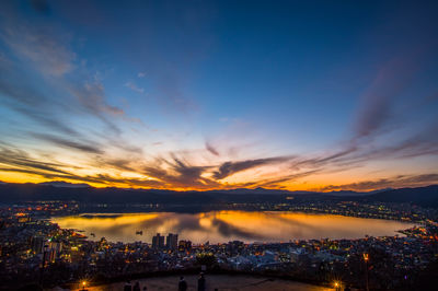 Scenic view of river against sky at night