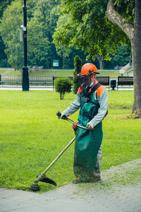 Man working in park