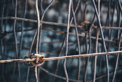 Full frame shot of metallic tangled wire