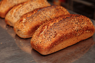 Pile of freshly baked wheat bread