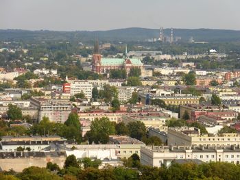 High angle view of townscape against sky