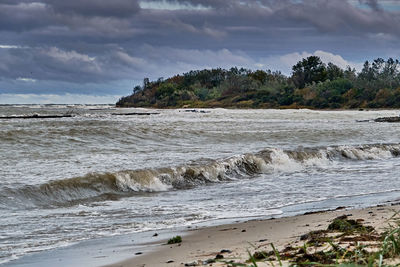 Scenic view of beach against sky