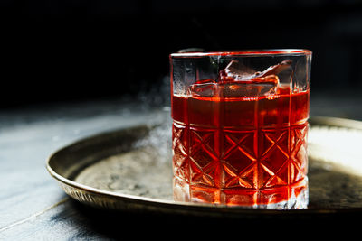 Close-up of drink in glass on table