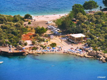 High angle view of swimming pool