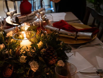 Close-up of meal served on table in restaurant