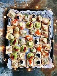 High angle view of food on table