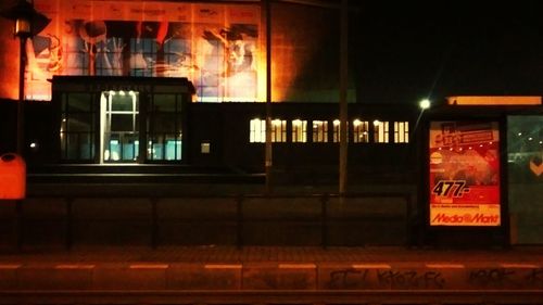 View of illuminated railroad station