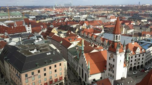 High angle view of city