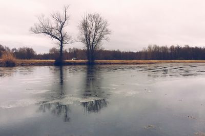 Scenic view of lake against sky