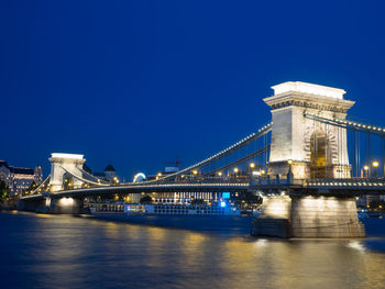 View of bridge over river against blue sky