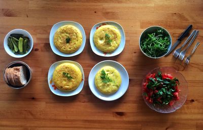 High angle view of food on table