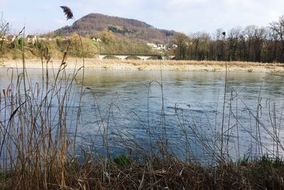 Scenic view of lake against sky