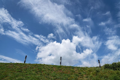 Low angle view of field against sky