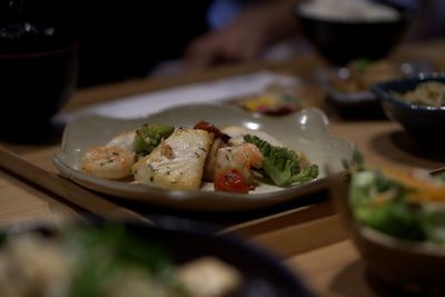 Close-up of food on table