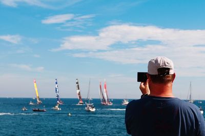 Boat sailing in sea