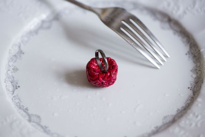 High angle view of dessert on plate
