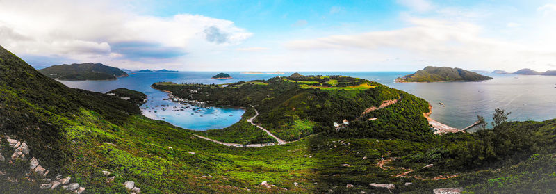 High angle view of sea against sky