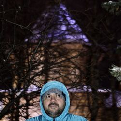 Portrait of man on tree