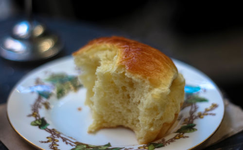 Close-up of bread served in plate