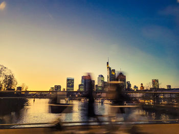 Panoramic view of sunset over frankfurt 