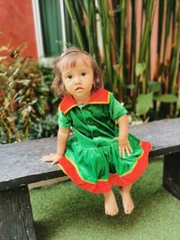Portrait of cute baby girl outdoors