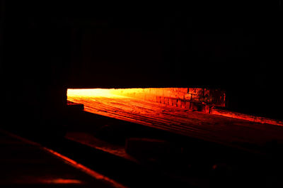 Close-up of fire in the dark