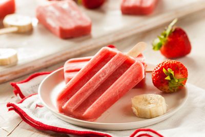 Close-up of dessert in plate on table