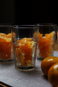 Close-up of beer glass on table