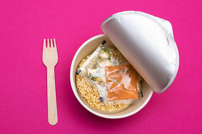 High angle view of food in plate