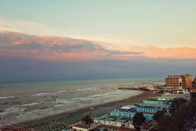 Scenic view of calm sea at sunset