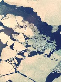 Close-up of cracked landscape during winter