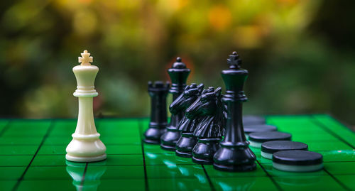 Close-up of chess pieces