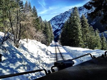 Scenic view of snow covered mountains