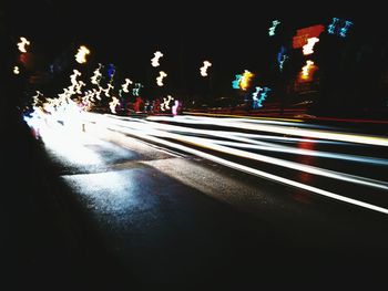 Light trails on street at night